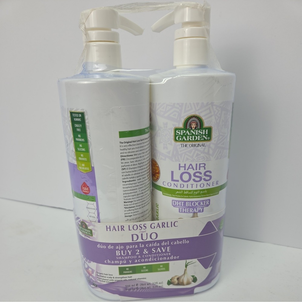 (2-Pk) SPANISH GARDEN Organic DHT BLOCKER HAIR LOSS GARLIC Thickening SHAMPOO